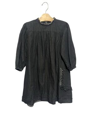 Loud Apparel Girls 6 Ruffle-Trim Black Casual Dress